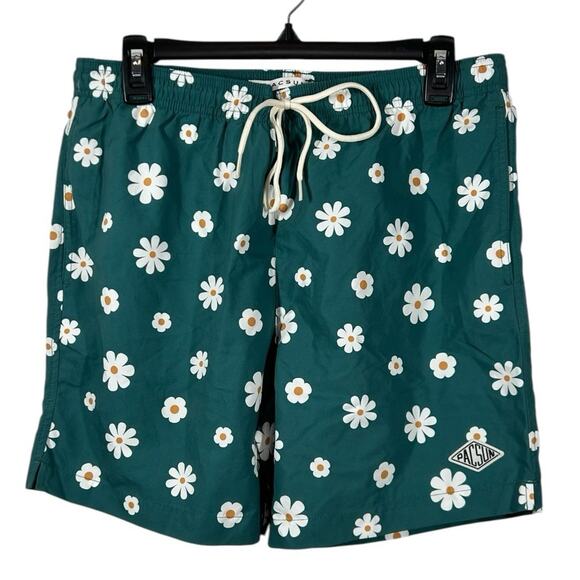 Pacsun Swim Trunks Lined Green With Daisies Size Medium - Picture 1 of 12